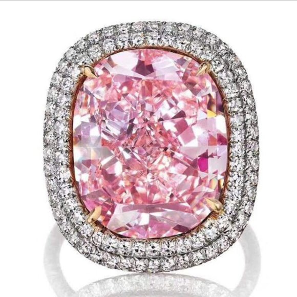 🟡Pink Nature Gemstone and Rhinestone  Ring - Picture 6 of 6